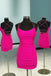 Rose Pink Spaghetti Straps Scoop Tight Homecoming Dress, Lace up Dance Dress OMH0268