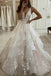 Charming Ivory V Neck Layers Lace Applique Tulle Long Bridal Wedding Dress OW0143