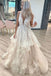 Charming Ivory V Neck Layers Lace Applique Tulle Long Bridal Wedding Dress OW0143