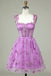 Unique A line Lilac Tulle Lace Appliques Sweet 16 Dress, Homecoming Dress With Belt OMH0286