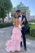 Elegant A line Pink Chiffon Tiered Sleeveless Straps Backless Prom Girl Dresses OM0418