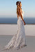 Elegant Mermaid Ivory Spaghetti Straps V neck Lace Appliques Wedding Dresses OW0141