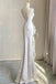 Simple Mermaid Ivory Prom Dress with Ruffles, Spaghetti Straps Backless Wedding Dress OW0153