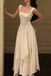 A Line Ivory Square Neck Prom Dresses, Ankle Length Elegant Evening Gowns OM0400