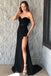 Charming Black Mermaid Sweetheart Strapless Corset Sleeveless Prom Dresses OM0408