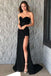 Charming Black Mermaid Sweetheart Strapless Corset Sleeveless Prom Dresses OM0408