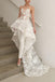 Illusion Round Neck High-Low Wedding Jumpsuit with Appliques PDL62
