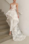 Illusion Round Neck High-Low Wedding Jumpsuit with Appliques PDL62