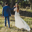 Sheath V-neck Backless Long Sleeves Lace Boho Wedding Dresses PPD83