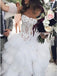 A-Line Strapless Ruffles Beach Wedding Dress with Appliques Split PDS36