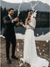 Two Piece Long Sleeves Chiffon Beach Wedding Dress with Lace PDS32