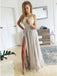 A-Line V-Neck Floor-Length Chiffon Prom Dress with Appliques PDL37