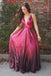 A-Line Spaghetti Straps Floor-Length Fuchsia Sequined Prom Dress PDL68