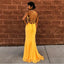 Mermaid Spaghetti Straps Floor-Length Yellow Sexy Prom Dress PDQ67