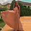 A-Line Long Floor-Length Blush Pleated Chiffon Prom Dress with Beading PDK70
