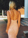 Mermaid V-neck Sleeveless Pink Lace Backless Prom Dresses With Straps PDG96