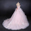 Romantic Pearl Pink Ball Gown Wedding Dress, Sweetheart Appliques Bridal Gown PDQ24
