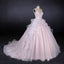 Romantic Pearl Pink Ball Gown Wedding Dress, Sweetheart Appliques Bridal Gown PDQ24