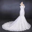 Sweetheart Mermaid Lace Appliques Button Back Long Wedding Dress PDQ29