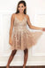 V-Neck Short Prom Homecoming Dress with Appliques Beading PDO36