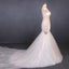 Charming Mermaid Tulle Wedding Dress, Chapel Train Long Bridal Gown PDQ14