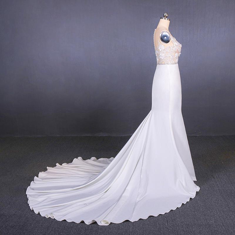 Mermaid Appliques Long Stunning Wedding Dress, Long Bridal Dresses PDQ19