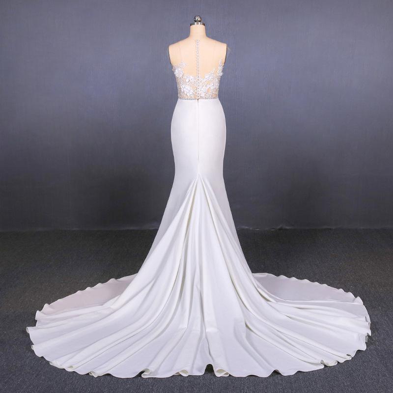 Mermaid Appliques Long Stunning Wedding Dress, Long Bridal Dresses PDQ19