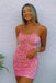 Glitter Sequins Hot Pink Sequins Short Prom Dresses, Mini Boydcon Sweet 16 Dresses OMH0177