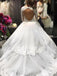Luxurious Lace Long Sleeves V-neck Layers  Ball Gown Wedding Dresses PDH79