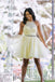 Yellow Tulle Lace Short Prom Dress Beading A Line Homecoming Dress PDP41