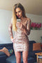 Long Sleeves Sequins Homecoming Dresses, Short Tight Sexy Prom Dresses PDO73