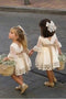 Cute Ivory Lace Long Sleeve Flower Girl Dresses Above Knee Scoop Bowknot Baby Dress HD51