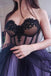 New Arrival Sweetheart Long Tulle Sleeveless Lilac Black Prom Dress with Appliques PDH42