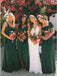 A-Line Dark Green Chiffon Long Cheap Bridesmaid Dresses PDS47