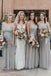 A-Line Spaghetti Straps Floor-Length Grey Chiffon Bridesmaid Dress with Sequins PDS43