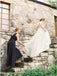 A-Line Round Neck Floor-Length Navy Blue Chiffon Bridesmaid Dress PDR93