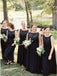 A-Line Round Neck Floor-Length Navy Blue Chiffon Bridesmaid Dress PDR93
