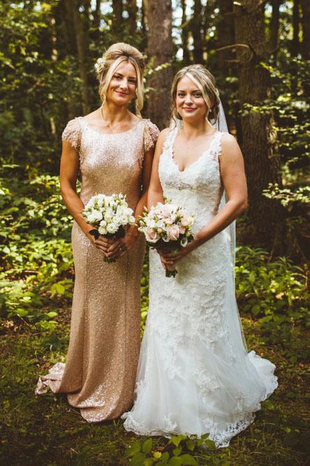 Sheath Round Neck Backless Rose Gold Sequin Long Bridesmaid Dress PDR29