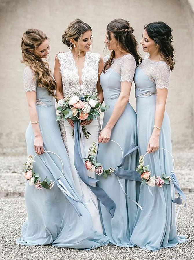 Charming Sheath Round Neck Lace Short Sleeves Light Blue Bridesmaid Dress trendtydresses Charming Sheath Round Neck Lace Short Sleeves Light Blue Bridesmaid Dress trendtydresses