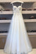 Chic A Line Ivory Spaghetti Straps Tulle Lace Appliques Long Prom Dress Evening Dress PD192