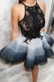 Cute Tulle Lace Short Prom Dress, Black Top Homecoming Dress PDP53