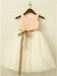 A-Line Round Neck White Flower Girl Dress with Lace Sequins Sash PDP22