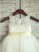 A-Line Round Neck White Flower Girl Dress with Lace Sash PDP24