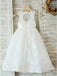 A-Line Jewel Open Back White Lace Flower Girl Dress PDP28