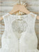 A-Line Jewel Open Back White Lace Flower Girl Dress PDP28