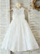 A-Line Jewel Open Back White Lace Flower Girl Dress PDP28