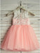 A-Line Round Neck Floor-Length Pink Flower Girl Dress with Lace PDP19