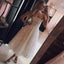 A Line Spaghetti Straps Tea Length Pearl Pink Prom Wedding Dress With Stars PDK73