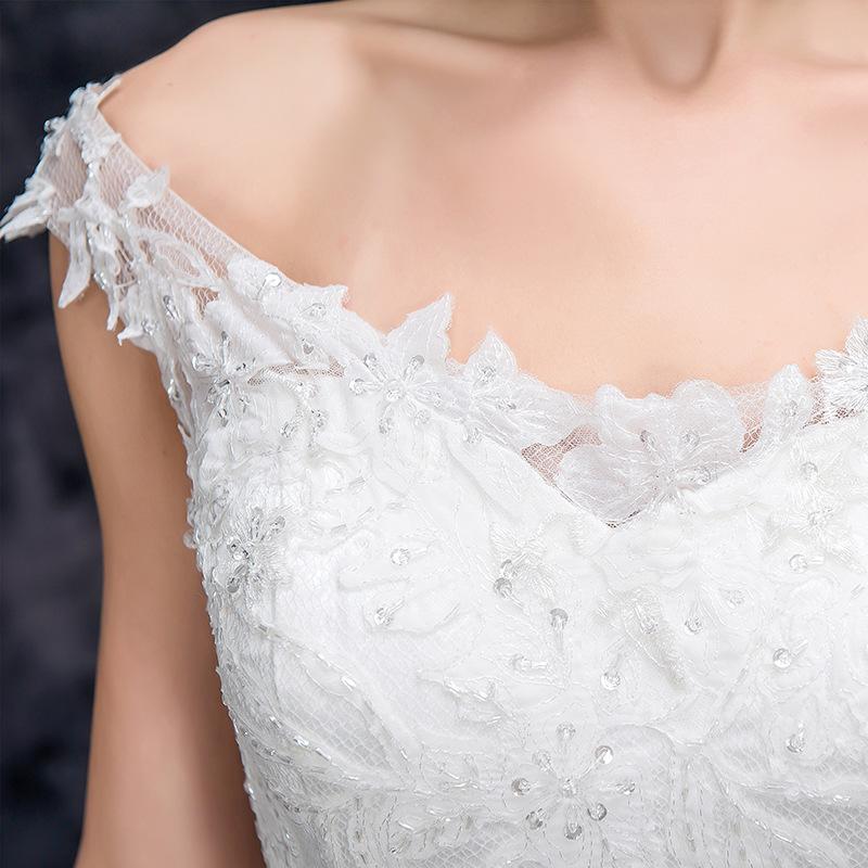 A Line Off the Shoulder Appliques Tulle Long Wedding Dress, Bridal Dresses PDQ26