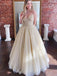 Simple spaghetti-straps long prom dress, tulle formal dress mg165